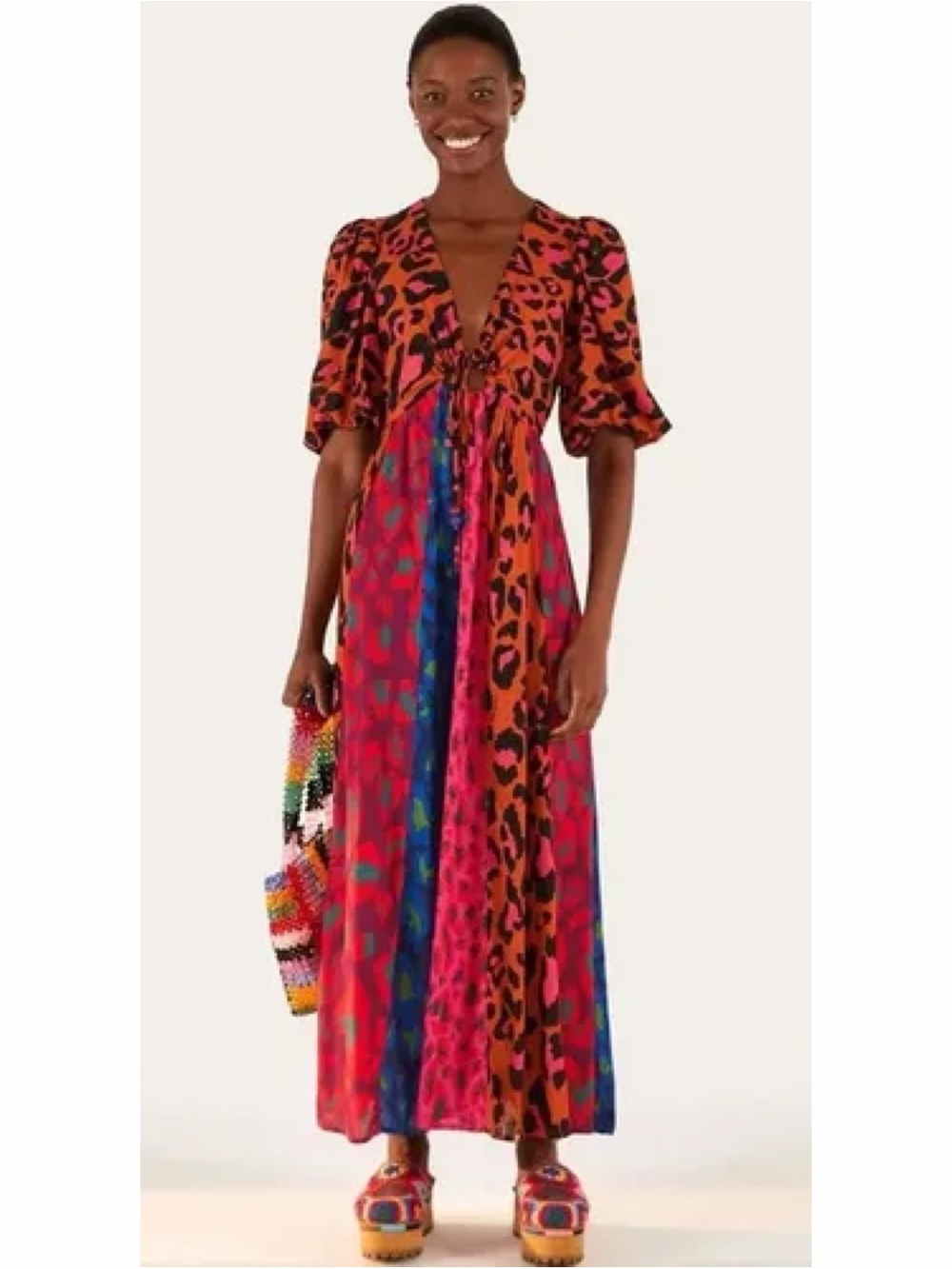 NWT Farm Rio Leopard Pop Maxi Dress S